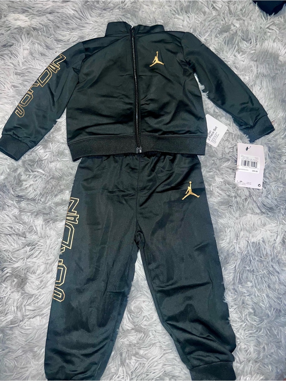 Jordan Black & Gold Kids' Track Jogger Set-Jordan 24-months